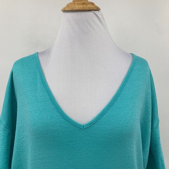 Michael Stars Top Womens OS One Size Blue V Neck Dolman Sleeves Fitted Stretch - Picture 3 of 11